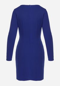 Born2be - Granatowa Sukienka Mini z Kopertowym Dekoltem i Marszczeniami Hiacinta. Typ kołnierza: dekolt kopertowy. Kolor: niebieski. Typ sukienki: kopertowe. Styl: elegancki. Długość: mini #6