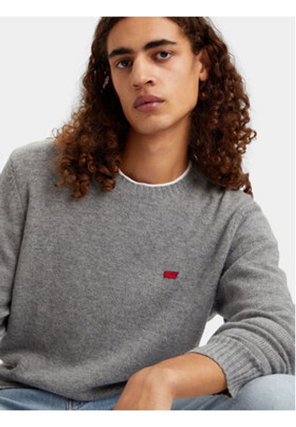 Levi's® Sweter Original Housemark A4320-0000 Szary Standard Fit. Kolor: szary. Materiał: syntetyk, wełna