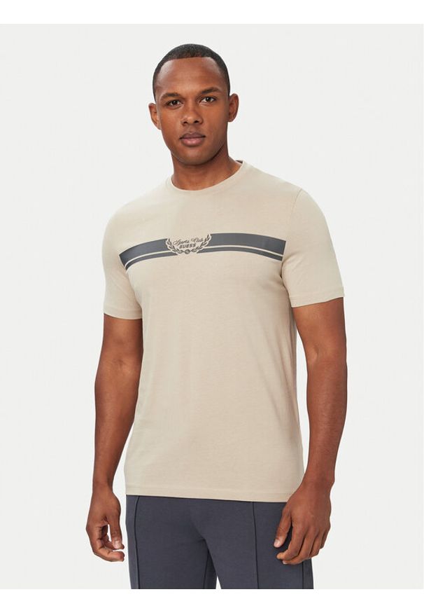 Guess T-Shirt Z6YI25 K5089 Beżowy Regular Fit. Kolor: beżowy. Materiał: bawełna