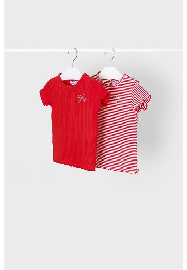 Mayoral t-shirt dziecięcy (2-pack) kolor czerwony. Okazja: na co dzień. Kolor: czerwony. Materiał: bawełna. Styl: casual
