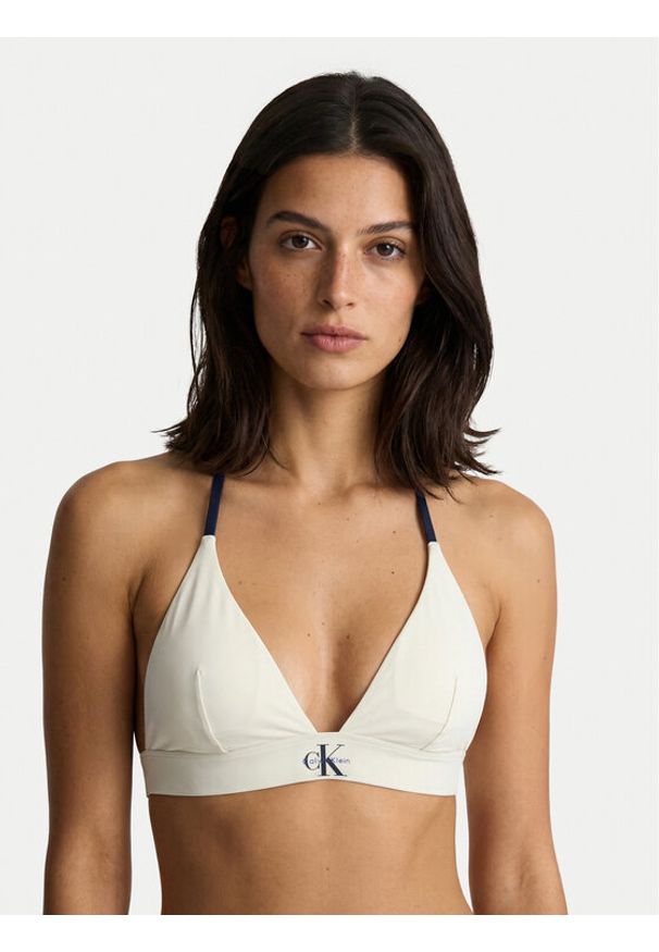 Calvin Klein Swimwear Góra od bikini LV00Q61225 Écru. Kolor: kremowy. Materiał: syntetyk