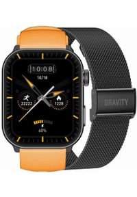 Gravity - Smartwatch Męski GRAVITY GT28-2 Pasek + Bransoleta Pomarańczowo Czarny. Rodzaj zegarka: smartwatch. Kolor: czarny, pomarańczowy, wielokolorowy