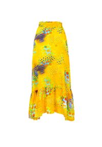 COSEL - Żółta spódnica maxi Tortola. Kolor: żółty. Materiał: tkanina, wiskoza. Długość: do kostek. Wzór: nadruk