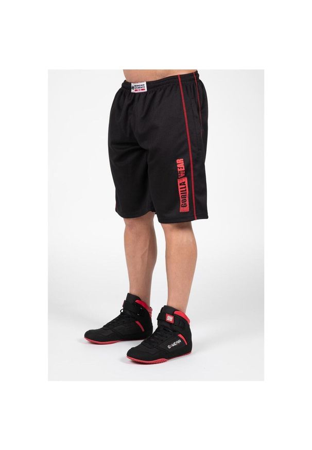GORILLA WEAR - Wallace Mesh Szorty - Czarny/Czerwony. Kolor: czerwony, wielokolorowy, czarny. Materiał: mesh. Sport: fitness