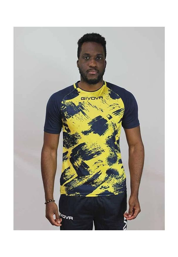 Givova Shirt Art Interlock M/C, krótki rękaw, 4XS. Kolor: wielokolorowy, niebieski, żółty. Długość rękawa: krótki rękaw. Długość: krótkie. Wzór: nadruk. Sport: piłka nożna