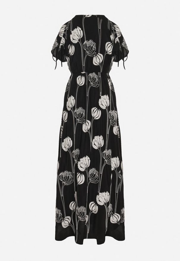 Born2be - Czarna Wiskozowa Sukienka w Hafty Lumiene. Okazja: na co dzień. Kolor: czarny. Materiał: wiskoza. Wzór: haft. Styl: casual, klasyczny, elegancki