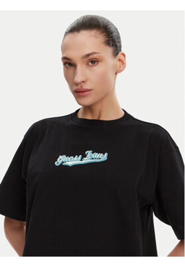 Guess Jeans T-Shirt W5GI29 K8HM0 Czarny Regular Fit. Kolor: czarny. Materiał: bawełna