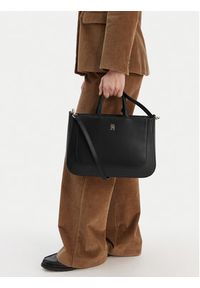 TOMMY HILFIGER - Tommy Hilfiger Torebka Th Glam Satchel AW0AW18145 Czarny. Kolor: czarny. Materiał: skórzane #6