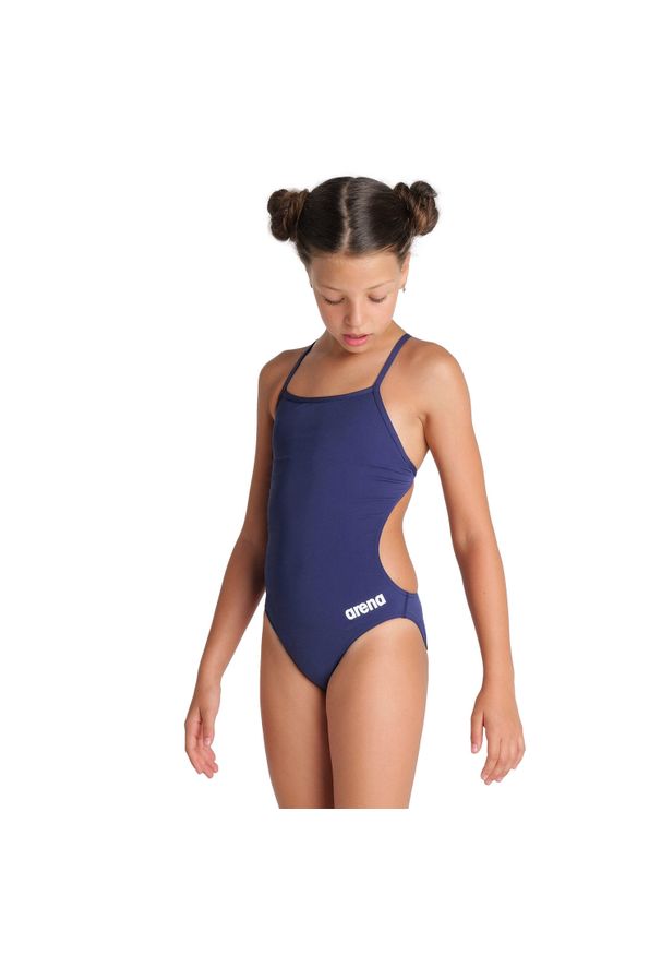 Dziewczęcy jednoczęściowy kostium kąpielowy Arena Team Challenge Solid. Kolor: wielokolorowy, niebieski, biały