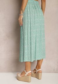 Renee - Zielona Spódnica Maxi z Wiskozy w Kwiatowy Wzór o Rozkloszowanym Fasonie Skules. Kolor: zielony. Materiał: wiskoza. Wzór: kwiaty. Styl: elegancki #4