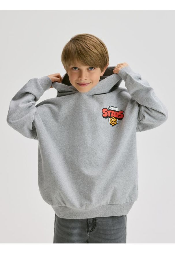Reserved - Bluza z kapturem Brawl Stars - jasnoszary. Typ kołnierza: kaptur. Kolor: szary. Materiał: bawełna, dzianina