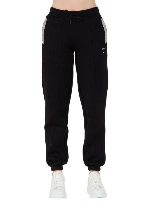 Guess - GUESS Czarne damskie spodnie dresowe Kiara Pant, Rozmiar S. Kolor: czarny. Materiał: dresówka