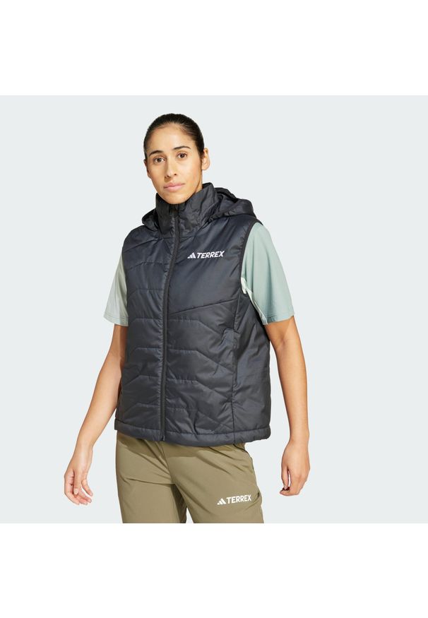 Adidas - Bezrękawnik Terrex Multi Climawarm Insulated Hooded. Kolor: czarny. Materiał: puch. Długość rękawa: bez rękawów. Technologia: ClimaWarm (Adidas). Sport: turystyka piesza