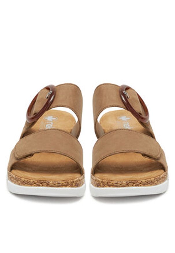 Rieker Klapki V2392-62 Beżowy. Kolor: beżowy. Materiał: materiał, syntetyk