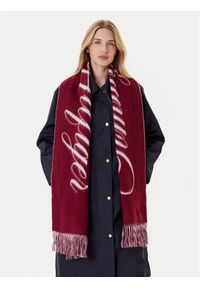 TOMMY HILFIGER - Tommy Hilfiger Szalik Script Logo AW0AW17786 Bordowy. Kolor: czerwony. Materiał: wełna, materiał