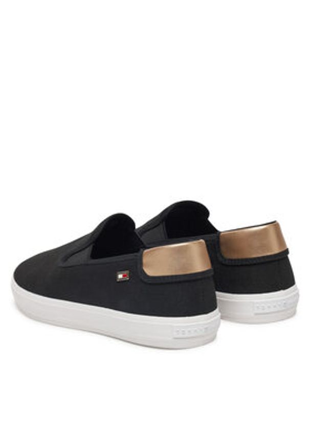 TOMMY HILFIGER - Tommy Hilfiger Tenisówki Vulc Canvas Slip-On Sneaker FW0FW08645 Czarny. Zapięcie: bez zapięcia. Kolor: czarny. Materiał: materiał
