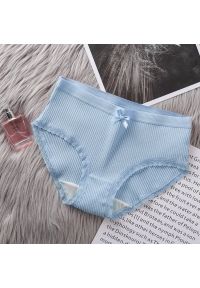 Intica - Majtki prążkowane o średnim stanie z miękkiego materiału Norina. Kolor: niebieski. Materiał: materiał, prążkowany. Wzór: prążki