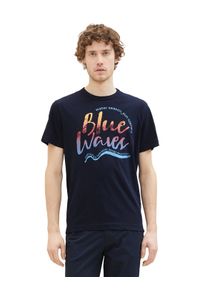 Tom Tailor T-Shirt 1036322 Granatowy Regular Fit. Kolor: niebieski. Materiał: bawełna