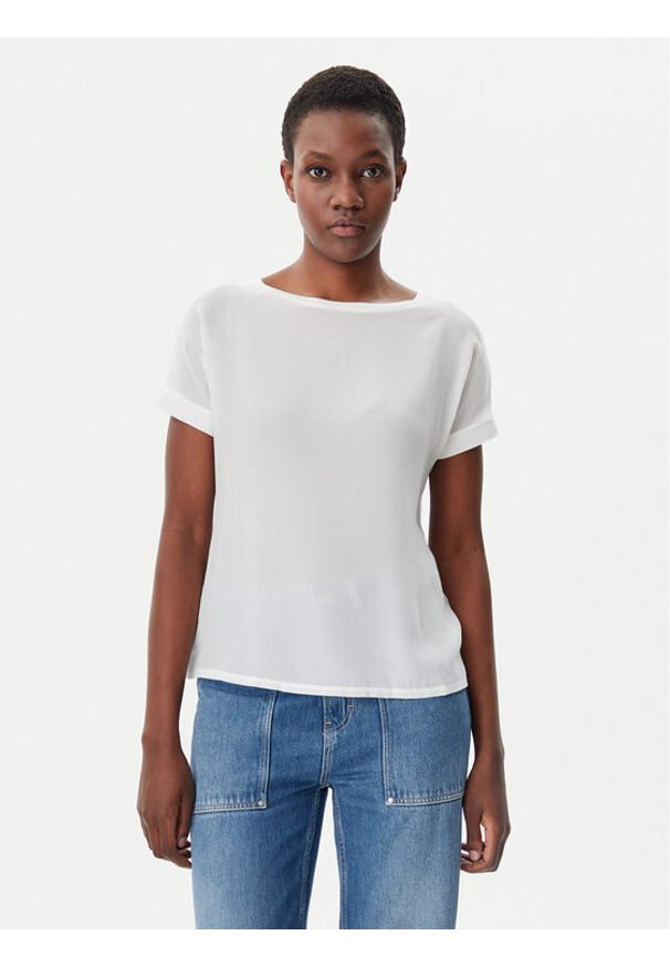 MAX&Co. T-Shirt Eiffel1 2518941034200 Écru Regular Fit. Kolor: kremowy. Materiał: jedwab