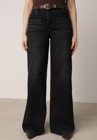 Born2be - Czarne Jeansy o Szerokim Kroju Palazzo z Bawełną i Wysokim Stanem Zinnalitte. Stan: podwyższony. Kolor: czarny. Styl: klasyczny #8