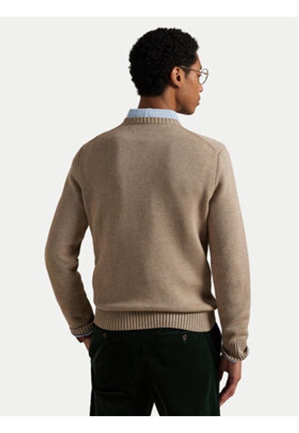 Polo Ralph Lauren Sweter 710810846036 Beżowy Regular Fit. Typ kołnierza: polo. Kolor: beżowy. Materiał: bawełna