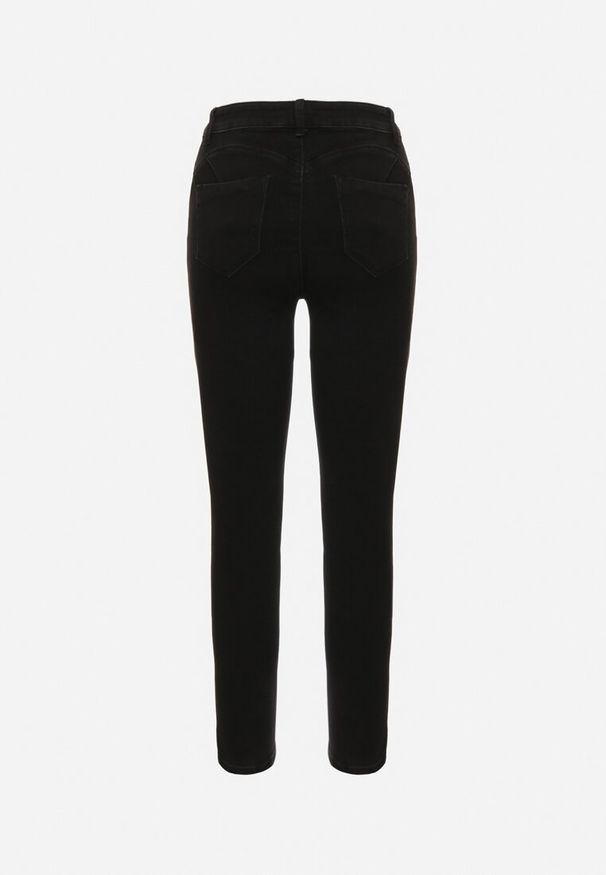 Born2be - Czarne Jeansy o Dopasowanym Kroju z Efektem Push Up Vonnira. Okazja: na co dzień. Kolor: czarny. Styl: elegancki, casual