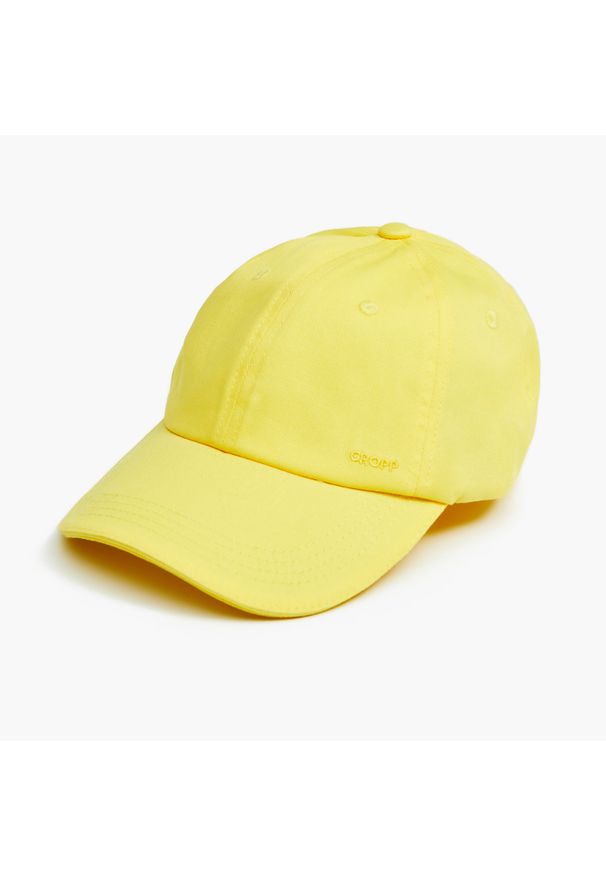 Cropp - Żółta czapka z daszkiem - Żółty. Kolor: żółty. Materiał: bawełna, tkanina. Wzór: napisy, haft