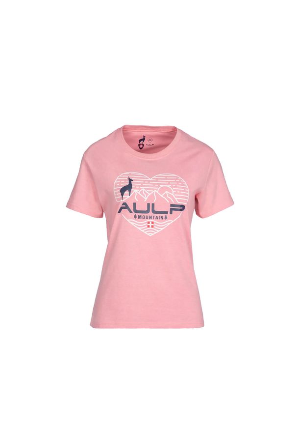 Aulp - Koszulka damska AULP ROSSI bawełniana oddychająca luźny krój. Typ kołnierza: polo. Kolor: wielokolorowy, czerwony, różowy. Materiał: bawełna. Długość rękawa: krótki rękaw. Długość: krótkie. Styl: klasyczny, sportowy