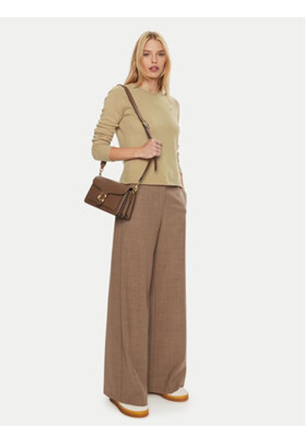 TOMMY HILFIGER - Tommy Hilfiger Sweter WW0WW44161 Brązowy Regular Fit. Kolor: brązowy. Materiał: wełna