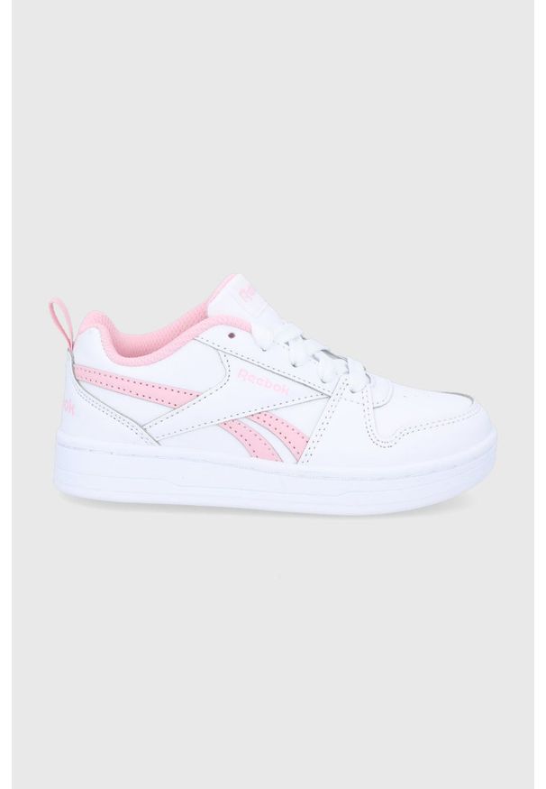 Reebok Classic Buty dziecięce kolor biały. Nosek buta: okrągły. Zapięcie: sznurówki. Kolor: biały. Materiał: guma. Model: Reebok Classic