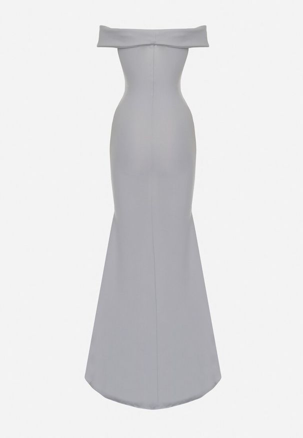 Born2be - Szara Sukienka Maxi na Szerokich Ramiączkach Joconda. Kolor: szary. Długość rękawa: na ramiączkach. Typ sukienki: rozkloszowane. Długość: maxi