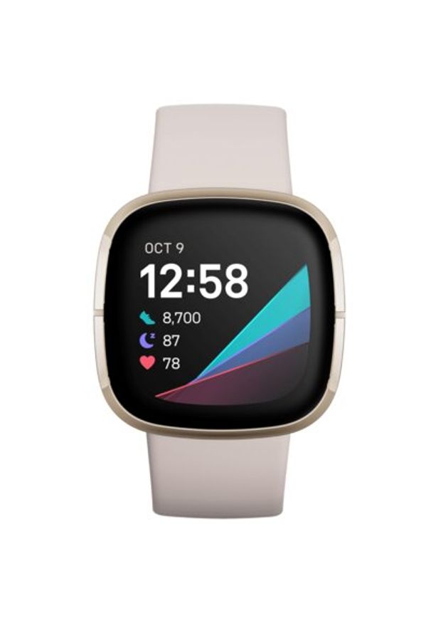 Smartwatch FITBIT Sense Beżowy. Rodzaj zegarka: smartwatch. Kolor: beżowy. Materiał: skóra. Styl: elegancki