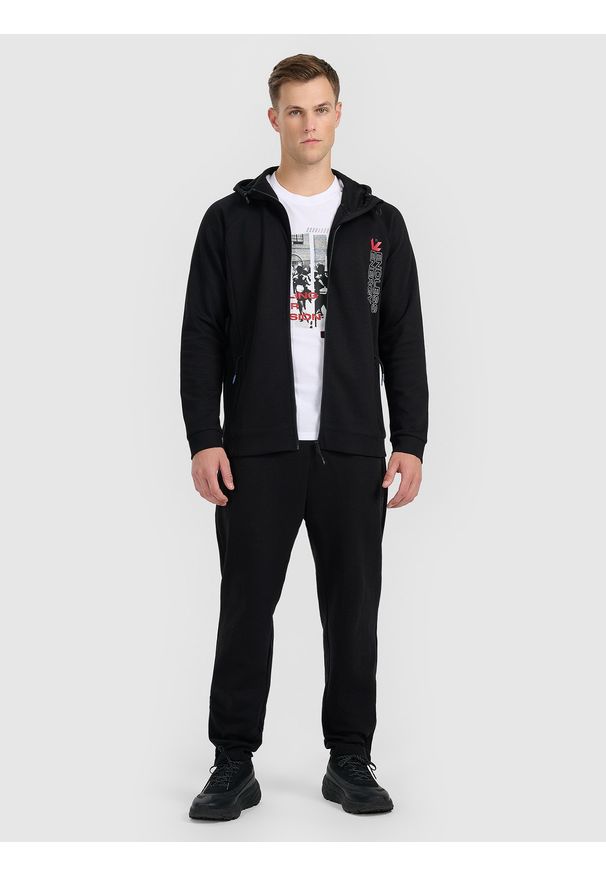 4f - 4F Spodnie dresowe męskie - czarne XL. Kolor: czarny. Materiał: dresówka