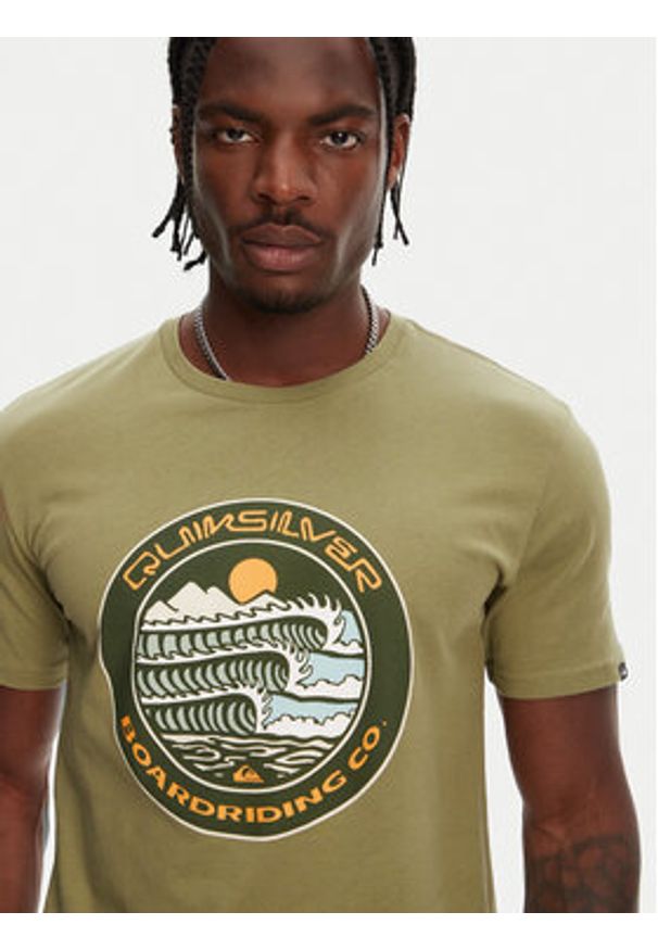 Quiksilver T-Shirt Ev Three Seas Ss EQYZT08051 Khaki Regular Fit. Kolor: brązowy. Materiał: bawełna