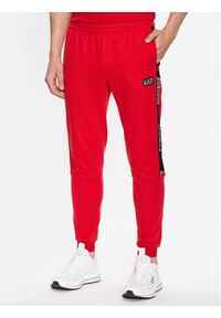 Spodnie dresowe EA7 Emporio Armani. Kolor: czerwony. Materiał: dresówka, bawełna #1