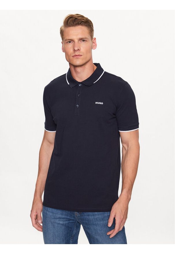 Hugo Polo 50467344 Granatowy Slim Fit. Typ kołnierza: polo. Kolor: niebieski