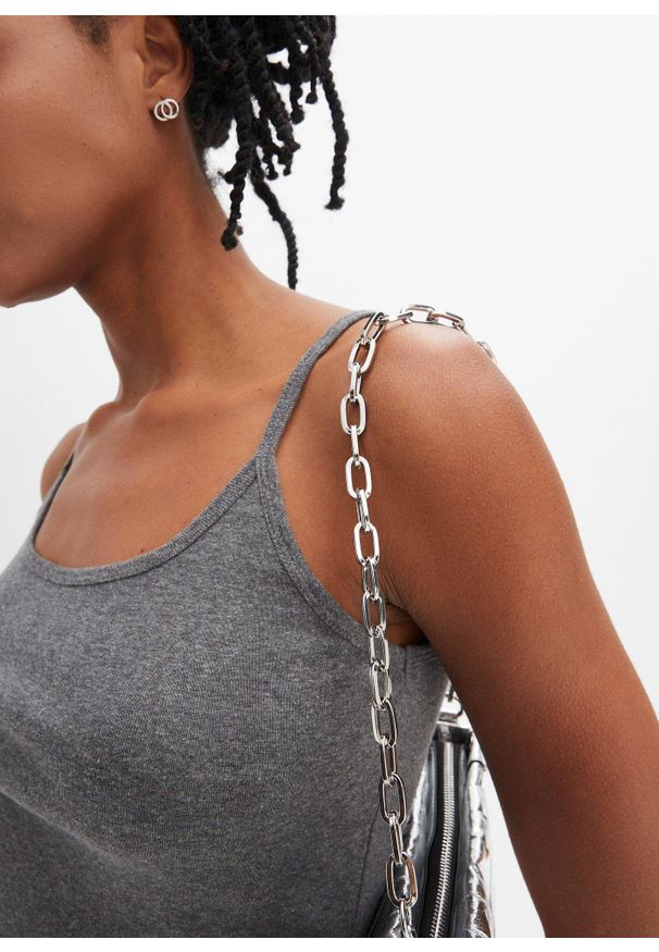 bonprix - Bawełniany top na cienkich ramiączkach (2 szt.). Kolor: czarny. Materiał: bawełna. Długość rękawa: na ramiączkach. Wzór: prążki. Styl: klasyczny