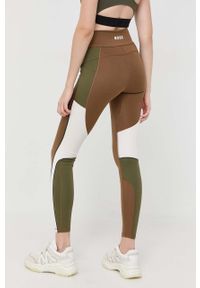BOSS legginsy x Alica Schmidt damskie kolor brązowy z nadrukiem. Kolor: brązowy. Materiał: materiał, dzianina. Wzór: nadruk. Sport: fitness #3