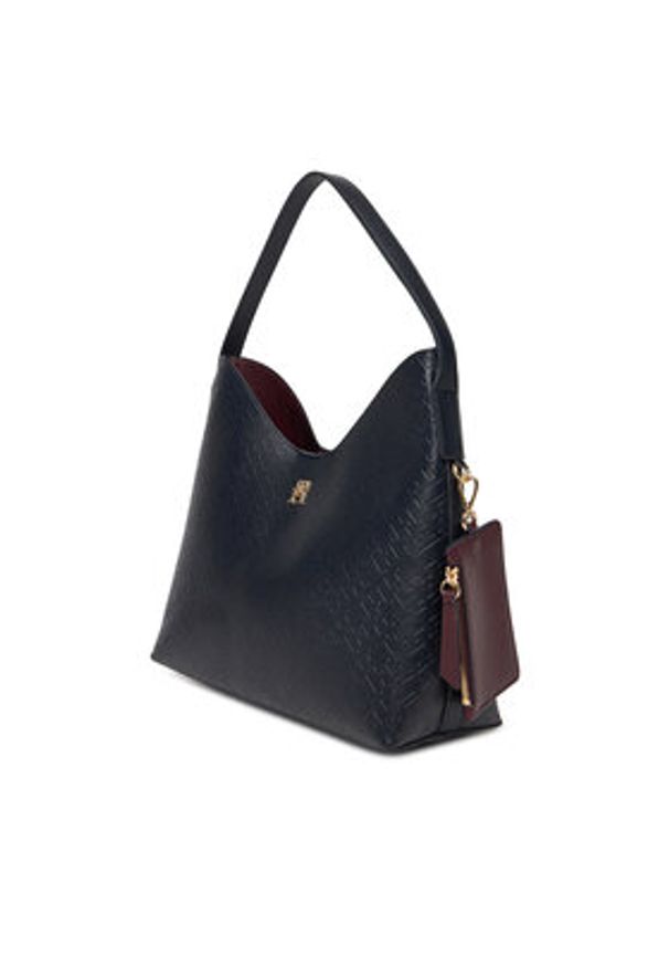 TOMMY HILFIGER - Tommy Hilfiger Torebka Th Icon Shoulder Bag Mono AW0AW18141 Granatowy. Kolor: niebieski. Materiał: skórzane