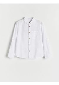 Reserved - Koszula z lnem - biały. Kolor: biały. Materiał: len. Styl: klasyczny #1