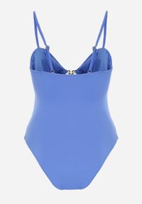 Born2be - Niebieski Strój Kąpielowy Jednoczęściowy z Wycięciami i Ozdobnymi Metalicznymi Wstawkami Narilori. Kolor: niebieski #3