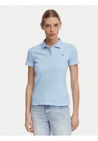 Tommy Jeans Polo Essential DW0DW20160 Niebieski jasny Slim Fit. Typ kołnierza: polo. Kolor: niebieski. Materiał: bawełna #1