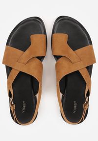 Born2be - Jasnobrązowe Sandały VICES ze Skrzyżowanymi Paskami i Paskiem na Duży Palec Phaisacia. Okazja: na co dzień. Zapięcie: pasek. Kolor: brązowy. Materiał: jeans, len. Sezon: lato. Styl: elegancki, casual #4