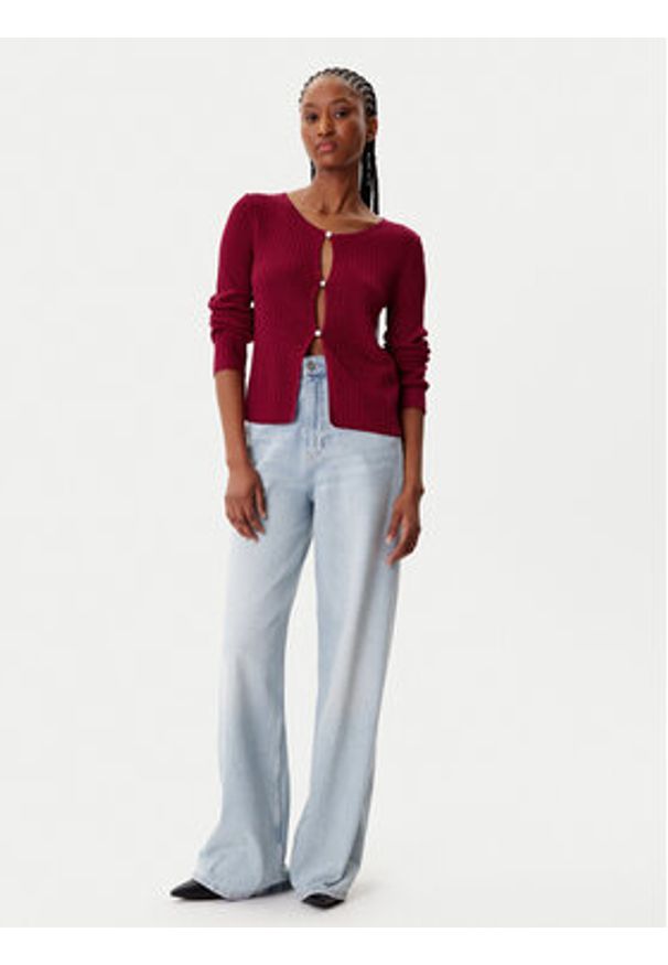 Morgan Kardigan 252-MIZOR Czerwony Slim Fit. Kolor: czerwony. Materiał: wiskoza