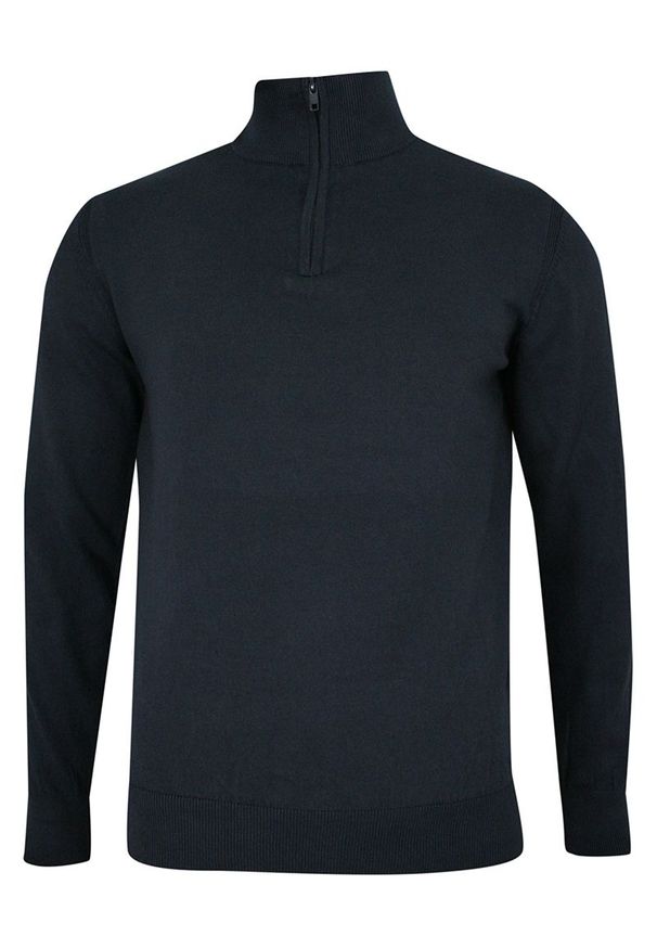 Niebieski sweter Just Yuppi z kołnierzem typu troyer, na zimę, elegancki