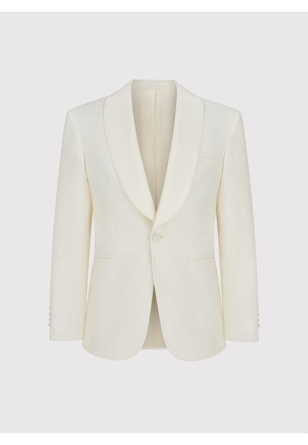 Pako Lorente - PAKO LORENTE – Marynarka smokingowa w jasnym beżowym kolorze. Okazja: na wesele, na ślub cywilny. Kolor: beżowy. Materiał: wełna. Wzór: gładki