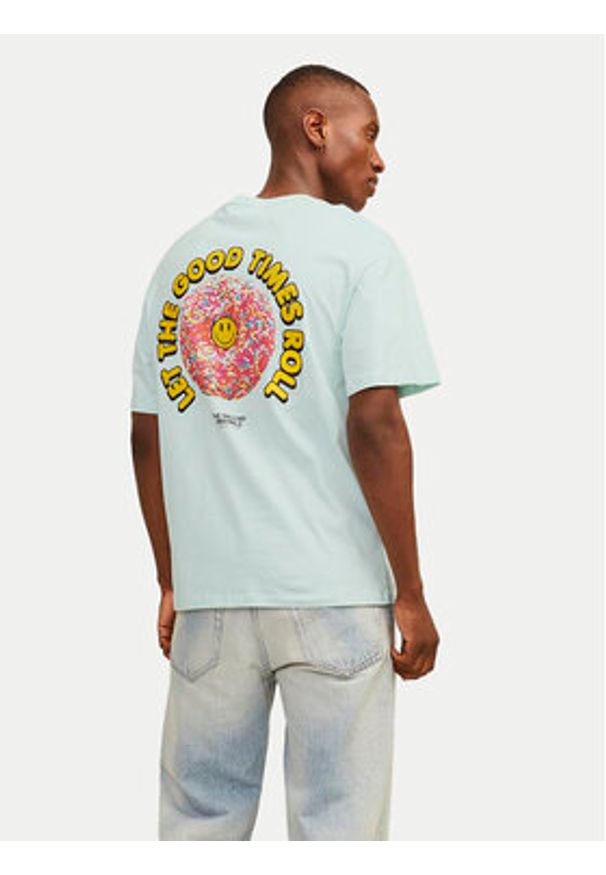 Jack & Jones - Jack&Jones T-Shirt Jorfrutti 12256926 Niebieski Wide Fit. Kolor: niebieski. Materiał: bawełna