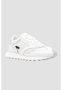 Karl Lagerfeld - KARL LAGERFELD Białe damskie sneakersy skórzane Kapri Karl NFT Lo Lace. Okazja: na co dzień. Kolor: biały. Materiał: skóra