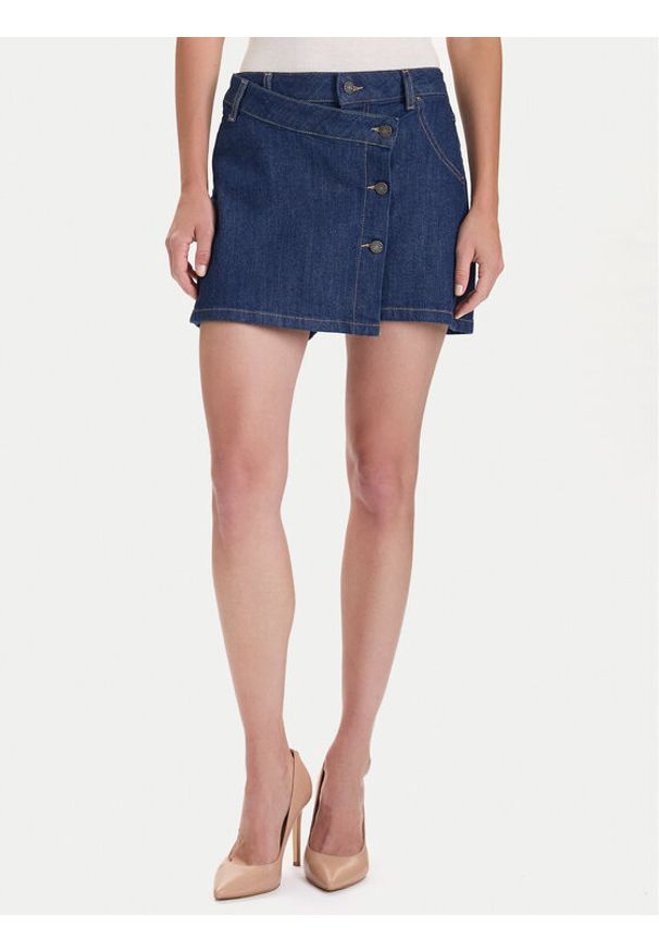 Guess Jeans Spódnica jeansowa W5BD96 D002A Granatowy Regular Fit. Kolor: niebieski. Materiał: bawełna
