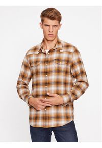 Wrangler Koszula jeansowa Western 112341159 Brązowy Regular Fit. Kolor: brązowy. Materiał: jeans, bawełna